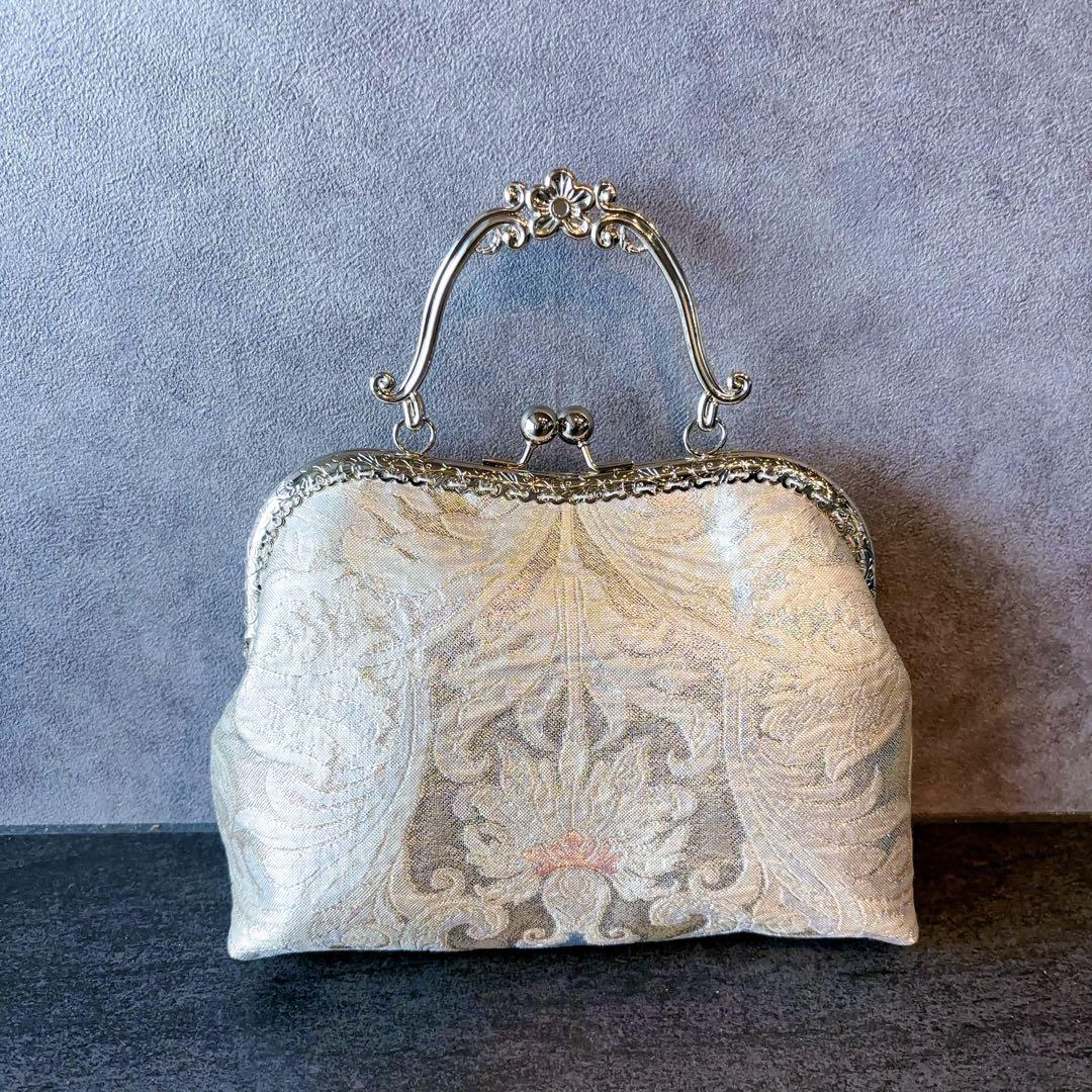 新作1点物！！幻想的な中世ヨーロッパの煌めき上品な高級西陣帯バッグ　幻想ブルー