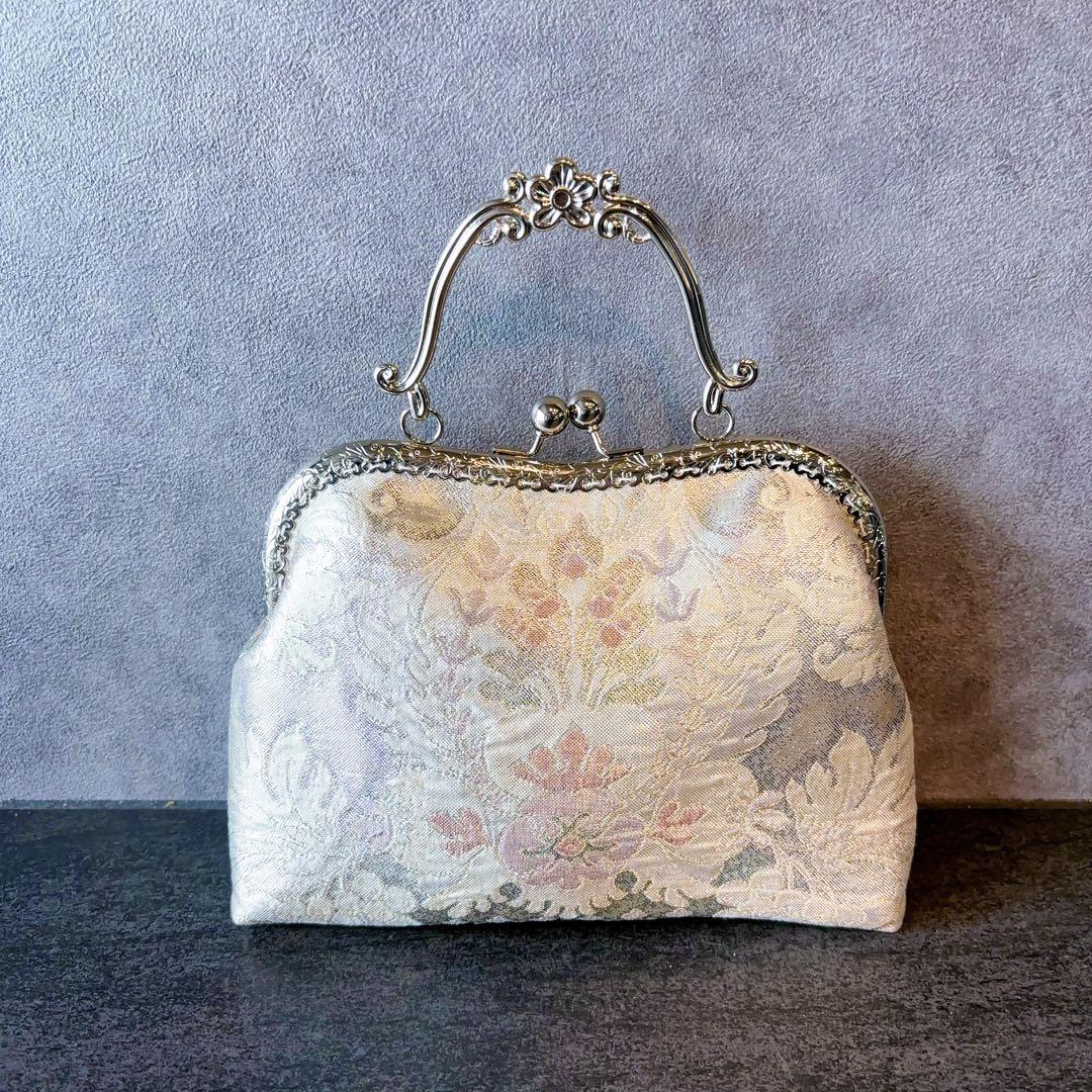 新作1点物！！幻想的な中世ヨーロッパの煌めき上品な高級西陣帯バッグ　幻想ブルー