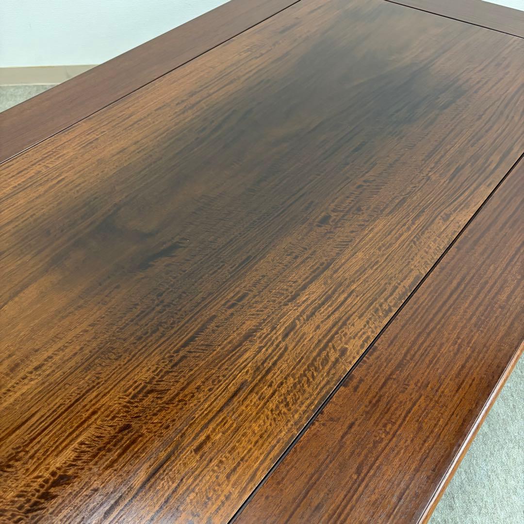 大阪唐木指物【中澤唐木】花梨五尺座卓 菊彫 漆塗生地