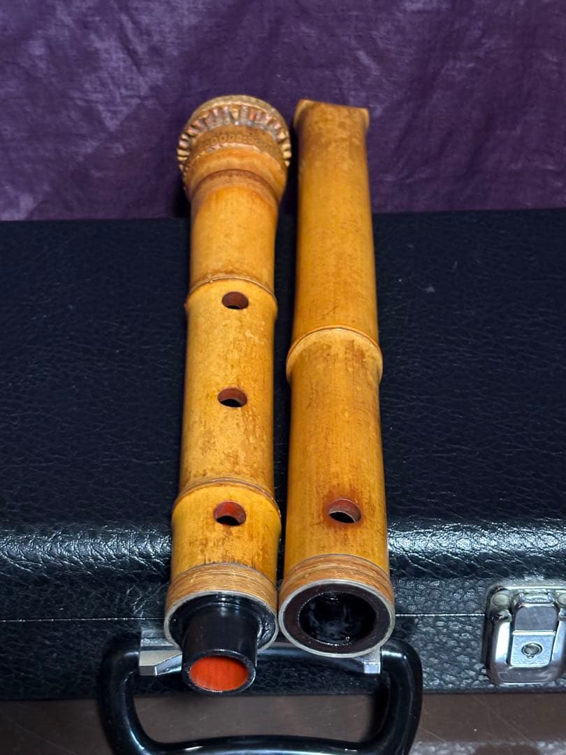 都山流尺八　銘ー玉井竹仙　銀三線継　長さー約62センチ　重さー約450グラム