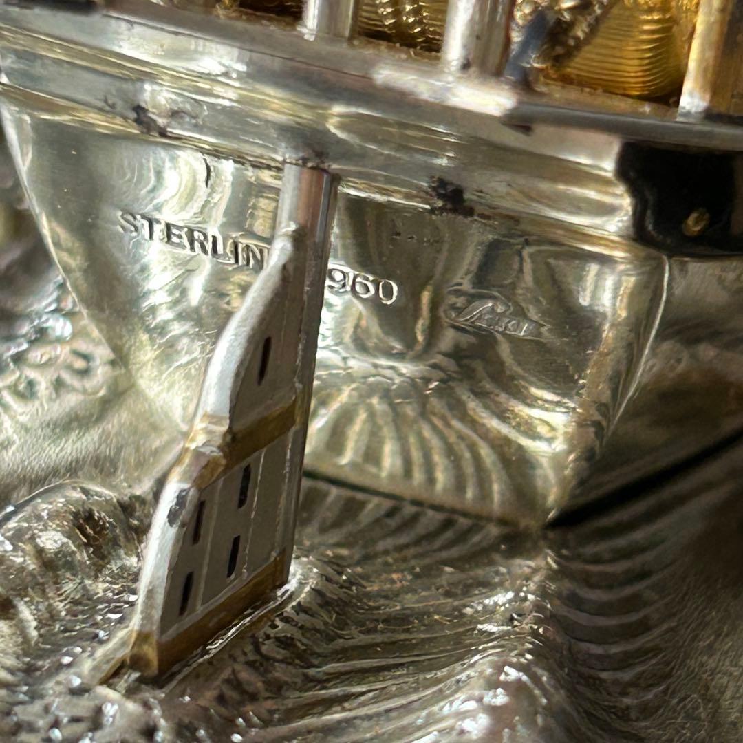銀製　STERLING960刻印　宝船　船重さ約139g