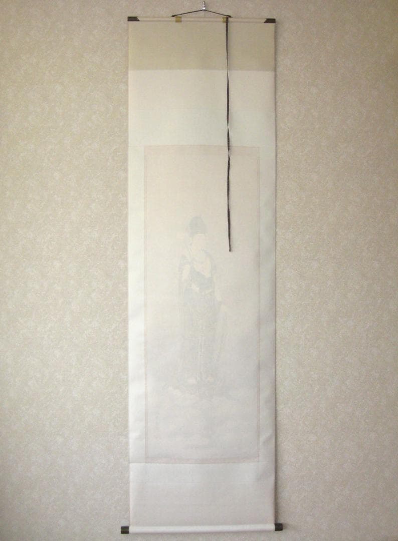 掛け軸　雲上観音◆野口弧堂 (真作・中古) 共箱・タトウ箱付