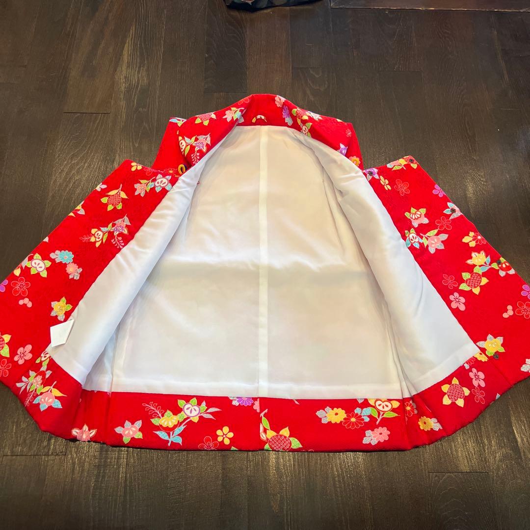 アンティーク 七五三 三歳 フルセット 着物 被布 小物一式 正絹 手鞠 赤