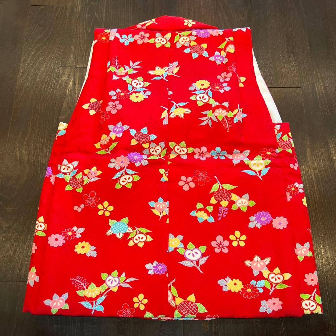 アンティーク 七五三 三歳 フルセット 着物 被布 小物一式 正絹 手鞠 赤