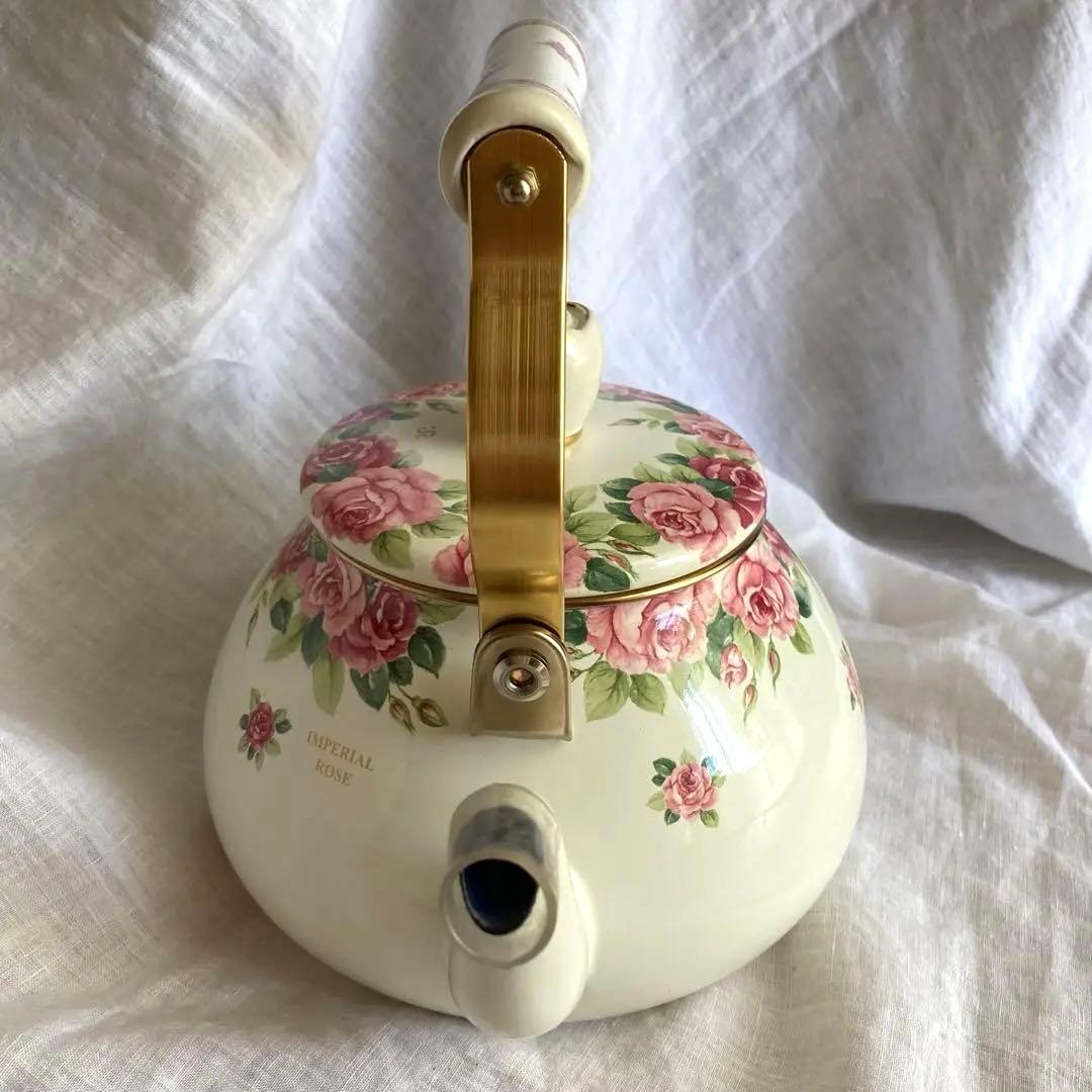 【新品未使用】エジリー　ケトル　インペリアルローズ　花柄　　2.3L　クリーム色