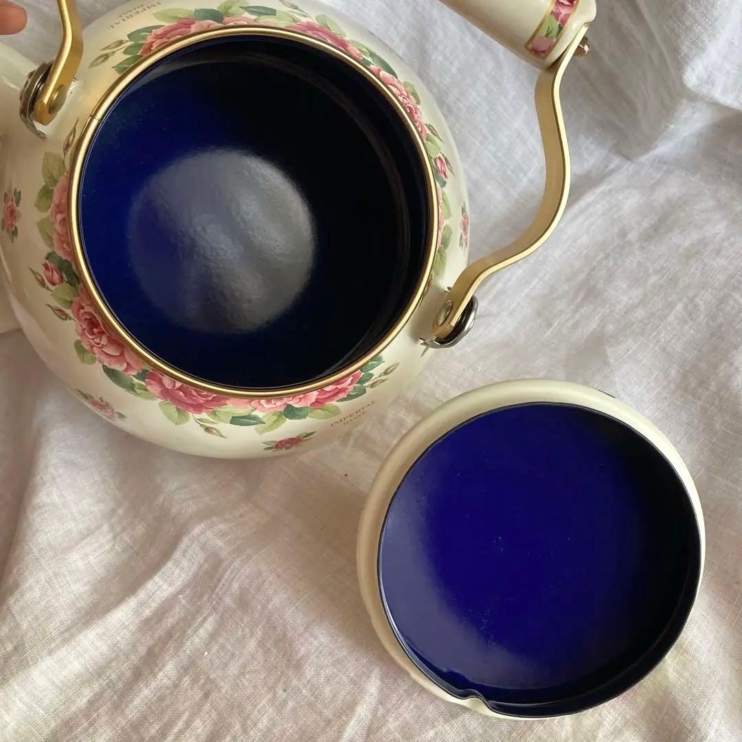 【新品未使用】エジリー　ケトル　インペリアルローズ　花柄　　2.3L　クリーム色