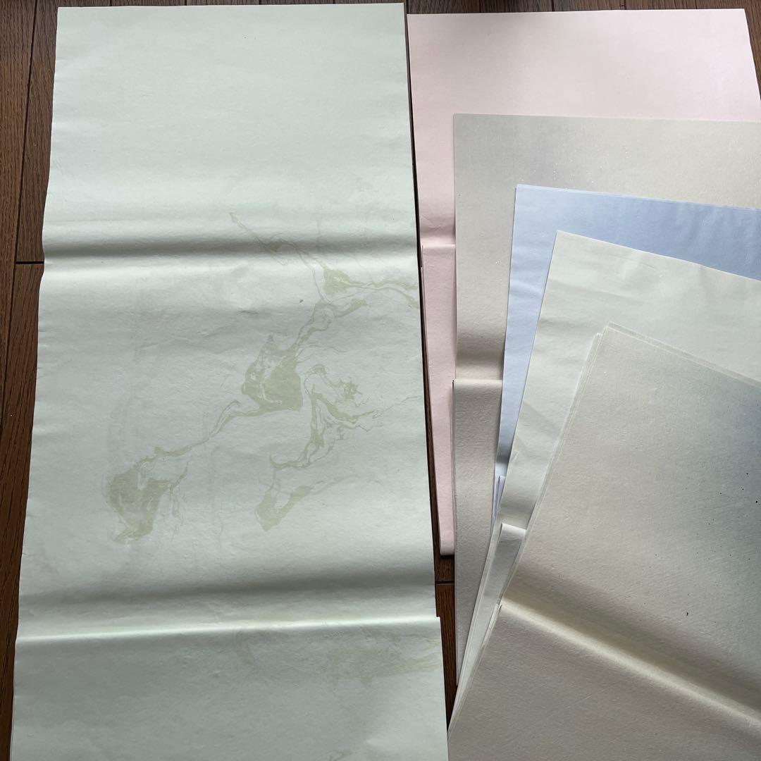 半切加工紙絹目50枚　色流し、切箔砂子、ぼかしなど、56枚　計20,000円相当