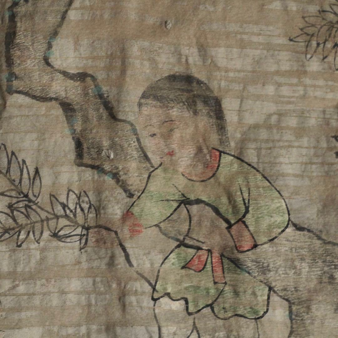 古い 襖絵 古道具 アンティーク 古美術 民画 絵画