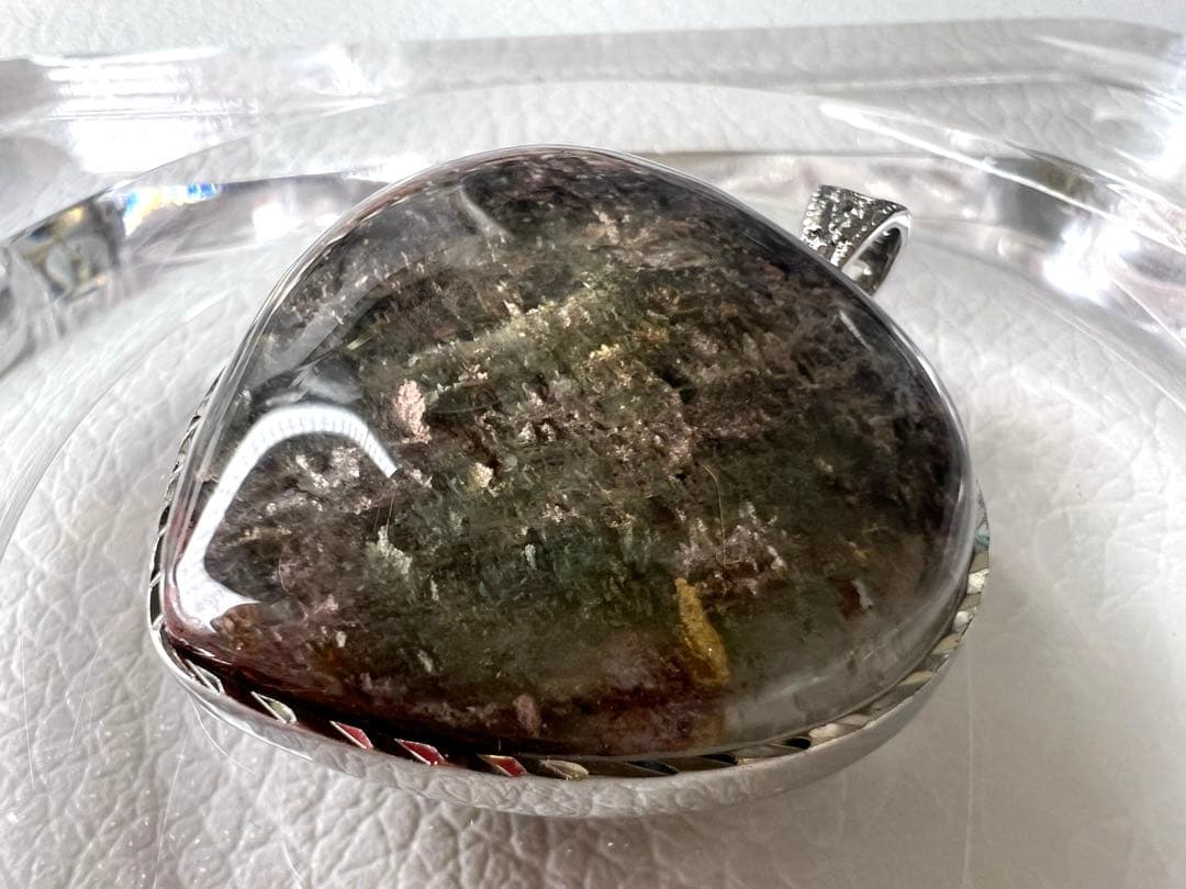 ガーデンクォーツハート虹あり ♡ S925 ペンダントトップ