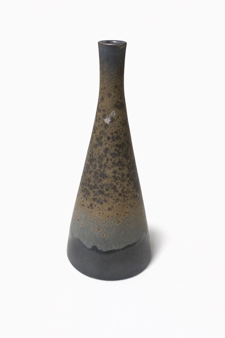 【共箱付き】黒釉彩輪差 花器 陶芸作品 作家物