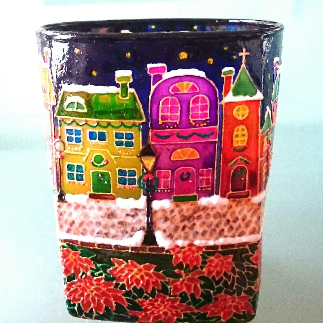 冬 架空の町 クリスマス キャンドルホルダー