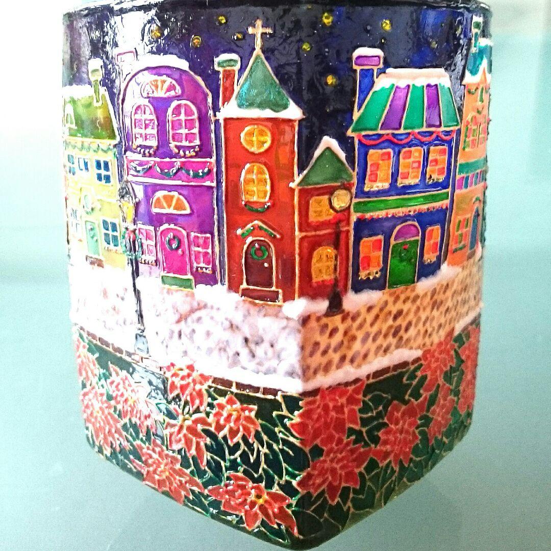 冬 架空の町 クリスマス キャンドルホルダー