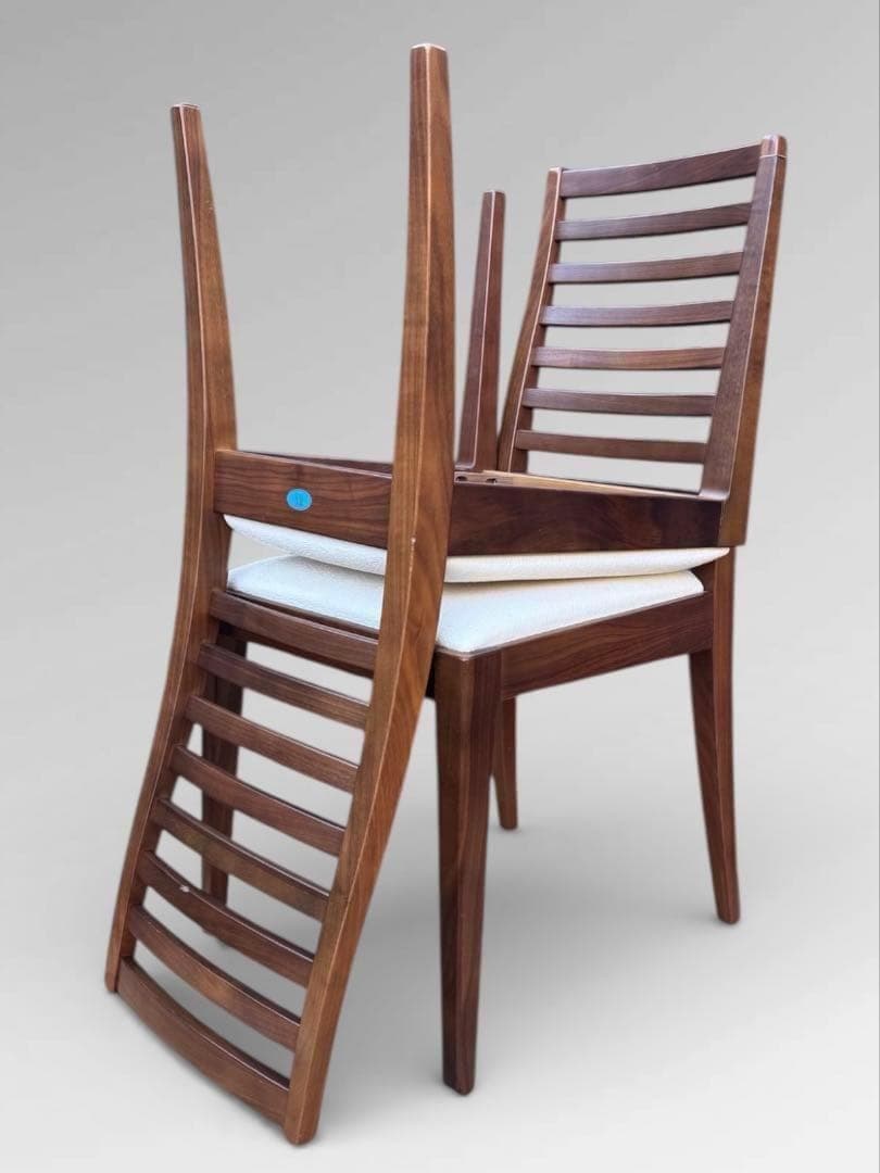 ②秋田木工 IDC大塚家具 ダイニングチェア ラダーバック 曲げ木 ２脚