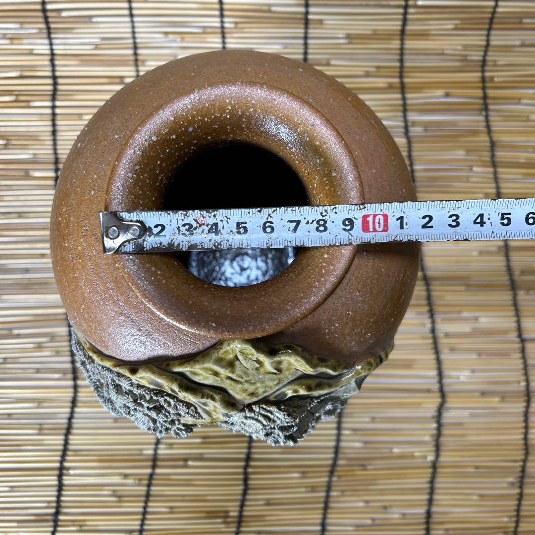 信楽焼 陶器 手作り壺 山水壺
