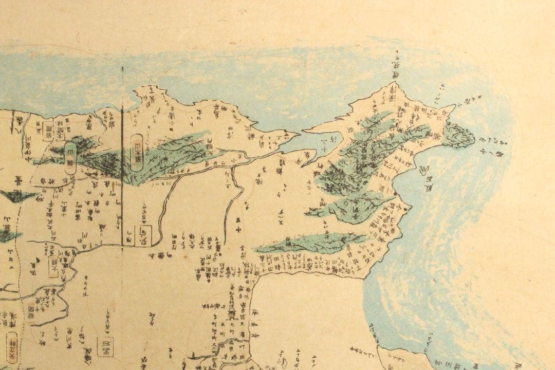 No4715 掛軸　古地図　陸奥出羽国郡行程全図　橋本玉蘭斎謙識　紙本　送料無料