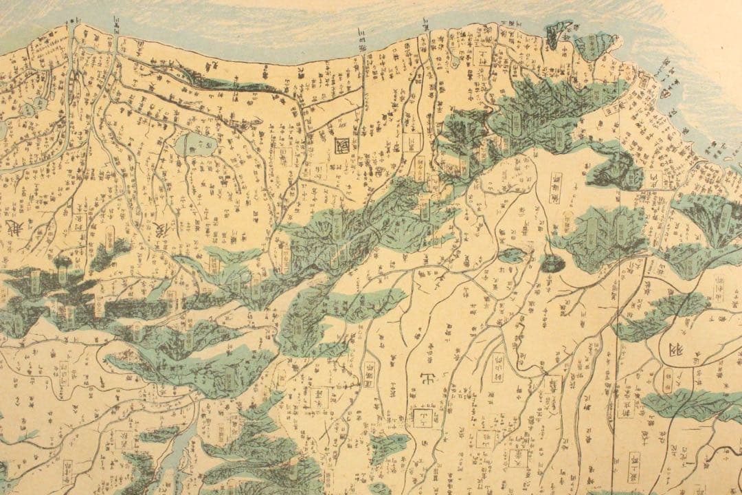 No4715 掛軸　古地図　陸奥出羽国郡行程全図　橋本玉蘭斎謙識　紙本　送料無料