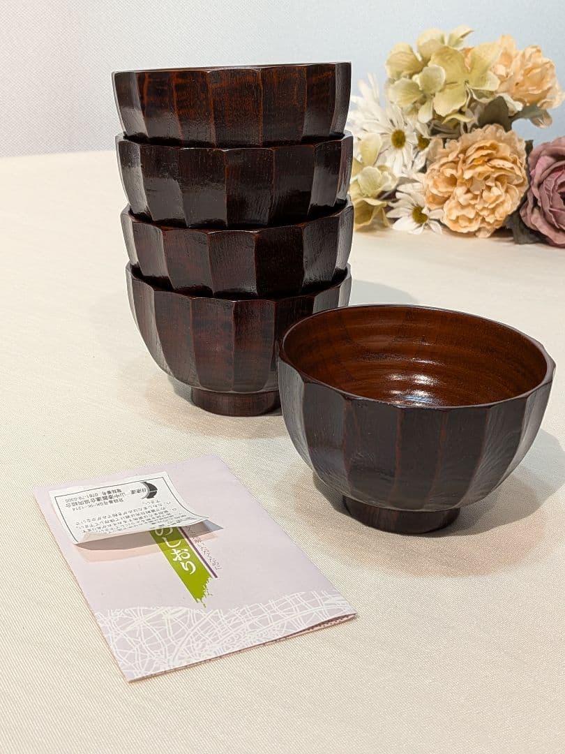 山中漆器　優工房　天然目　自然木　すぐろ目　漆器　手彫り　作家作品5客　うるし