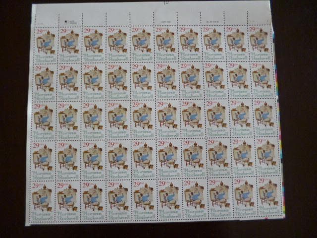 ノーマン・ロックウエル★切手シート「Triple Self-portrait」