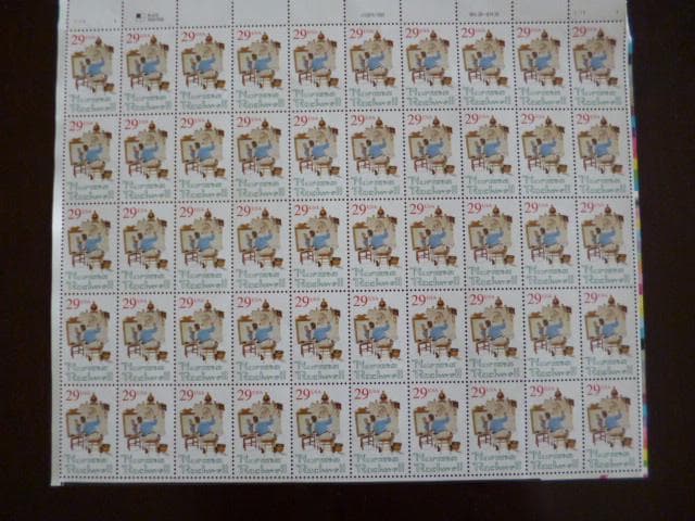 ノーマン・ロックウエル★切手シート「Triple Self-portrait」