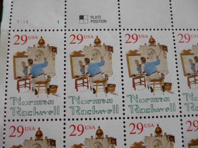 ノーマン・ロックウエル★切手シート「Triple Self-portrait」