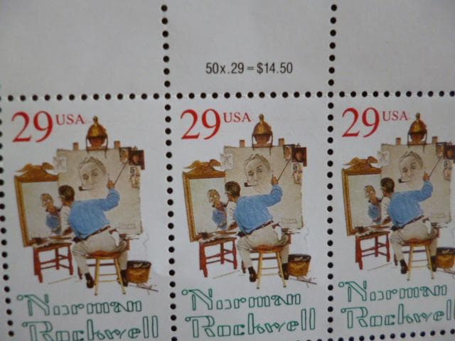 ノーマン・ロックウエル★切手シート「Triple Self-portrait」