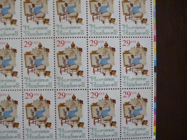 ノーマン・ロックウエル★切手シート「Triple Self-portrait」