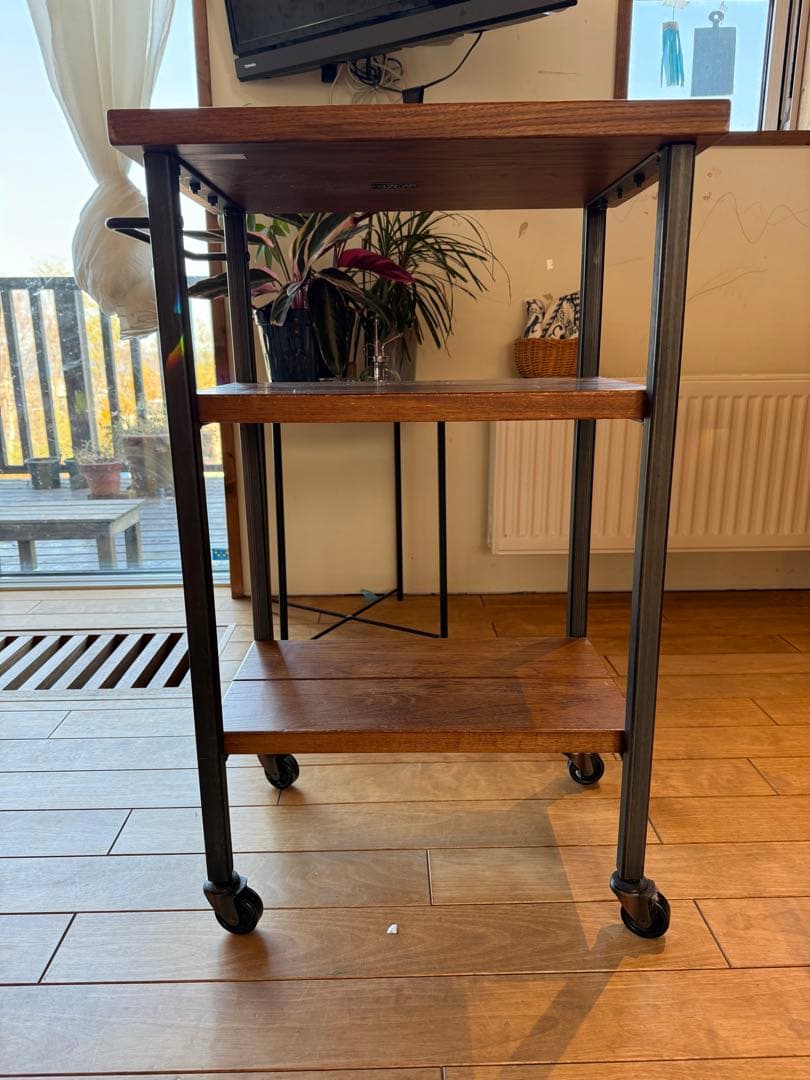 木製キャスター付きキッチンワゴン