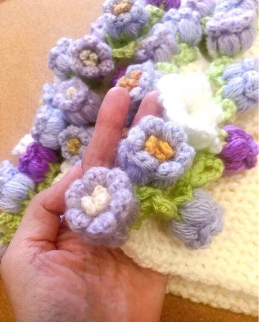 花束ブランケット ブーケブランケット フラワー 手編み ハンドメイド 70cm