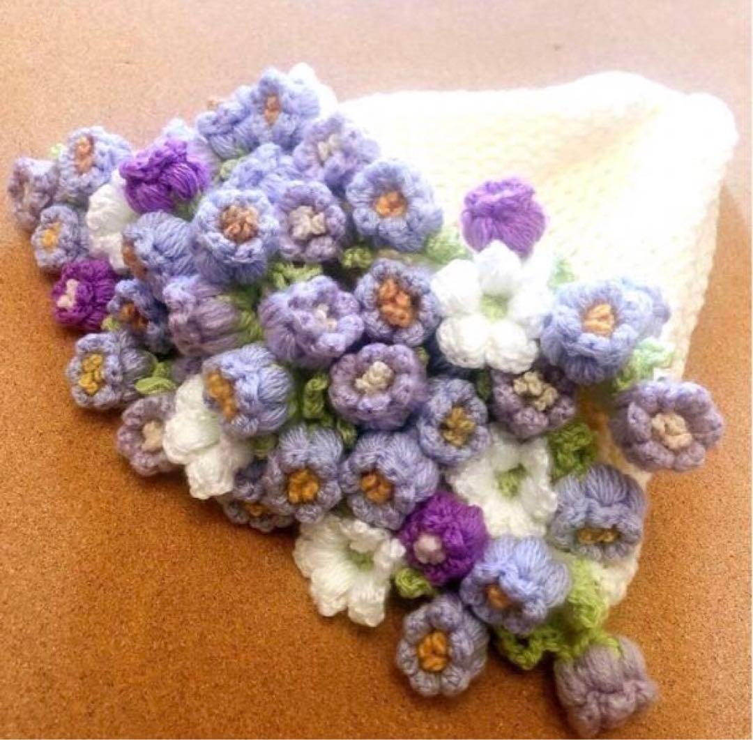 花束ブランケット ブーケブランケット フラワー 手編み ハンドメイド 70cm