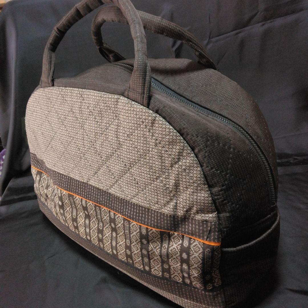 大島紬ハンドメイド　泥大島　古布ハンドメイド　着物リメイク　正絹　ボストンバッグ