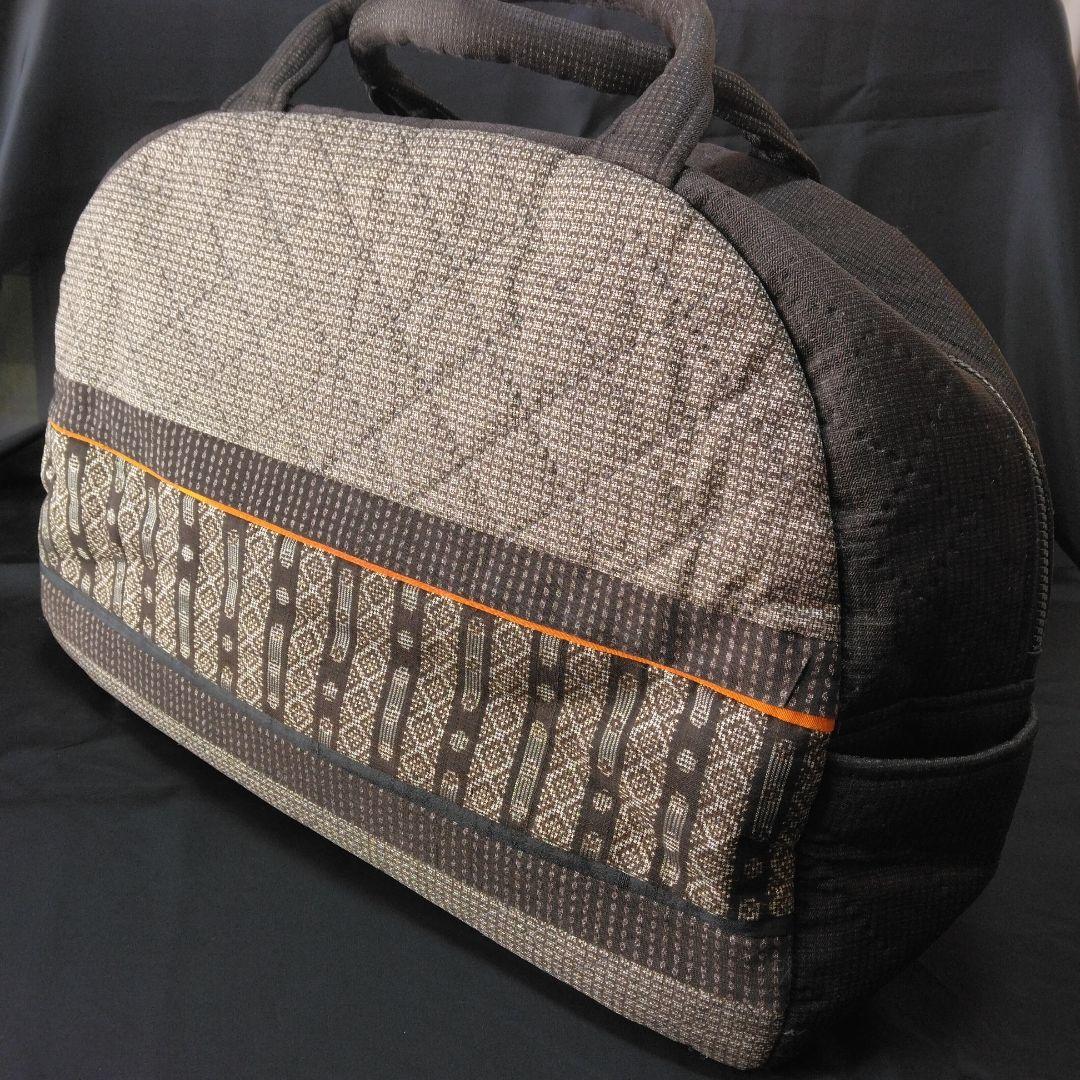 大島紬ハンドメイド　泥大島　古布ハンドメイド　着物リメイク　正絹　ボストンバッグ