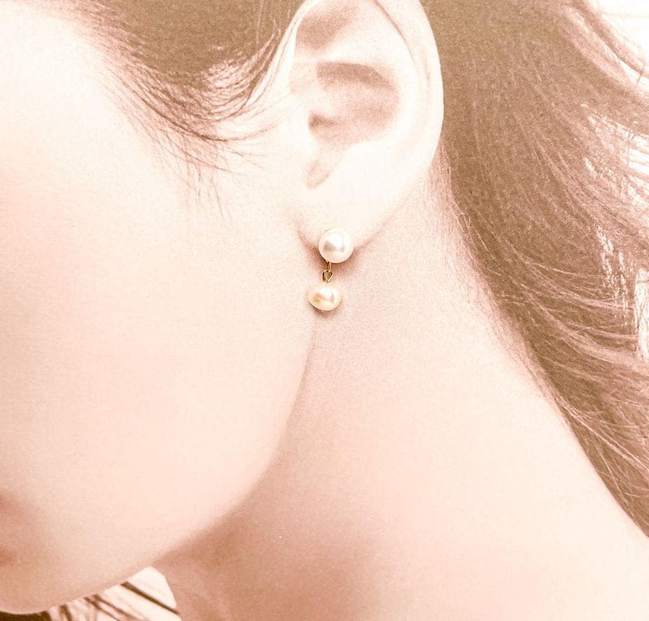天然　淡水パールネックレス＆ピアス・イヤリングセット（揺れるタイプ）