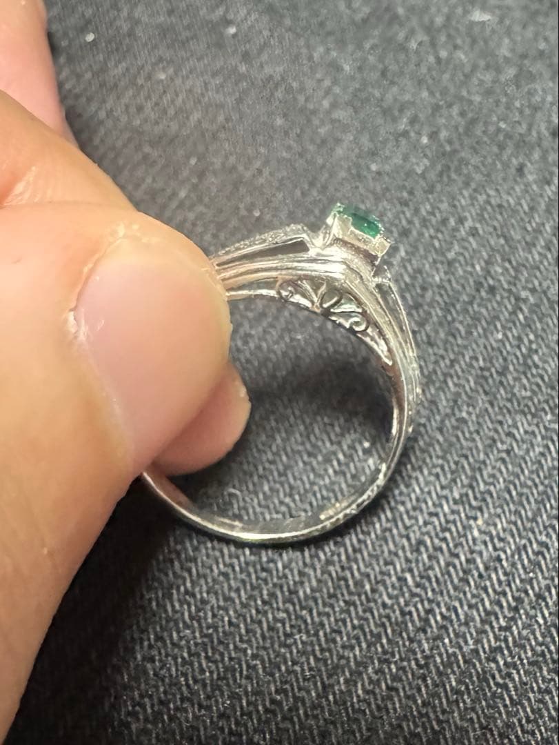 Vintage グリーンCZ silver シルバー リング　リング　指輪