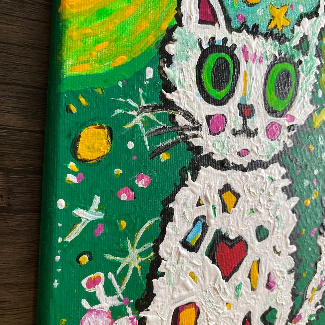 POPアート カラフルな猫 抽象画キャンバスアクリル画インテリア「kitty絵画