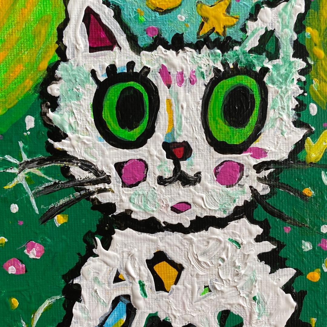 POPアート カラフルな猫 抽象画キャンバスアクリル画インテリア「kitty絵画