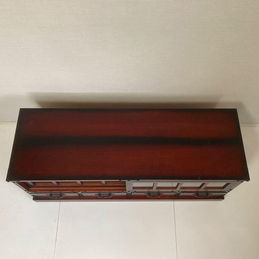 ローボード チェスト 引き出し テレビ台 飾り棚 箪笥 収納 木製 民芸調