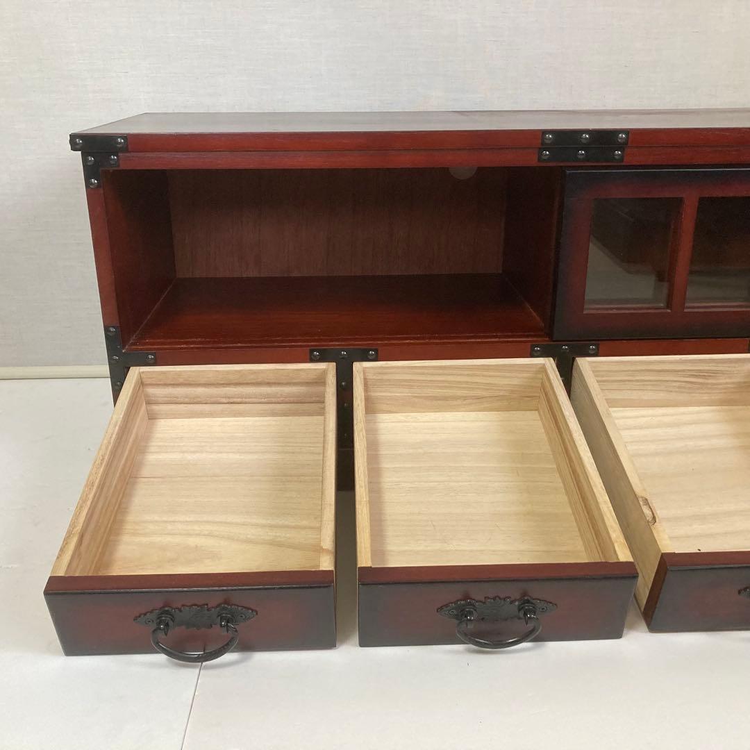 ローボード チェスト 引き出し テレビ台 飾り棚 箪笥 収納 木製 民芸調