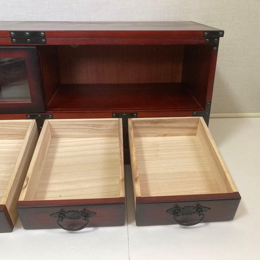 ローボード チェスト 引き出し テレビ台 飾り棚 箪笥 収納 木製 民芸調