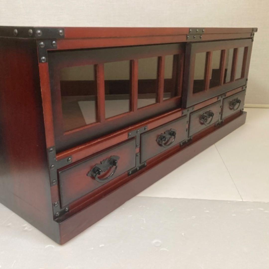 ローボード チェスト 引き出し テレビ台 飾り棚 箪笥 収納 木製 民芸調