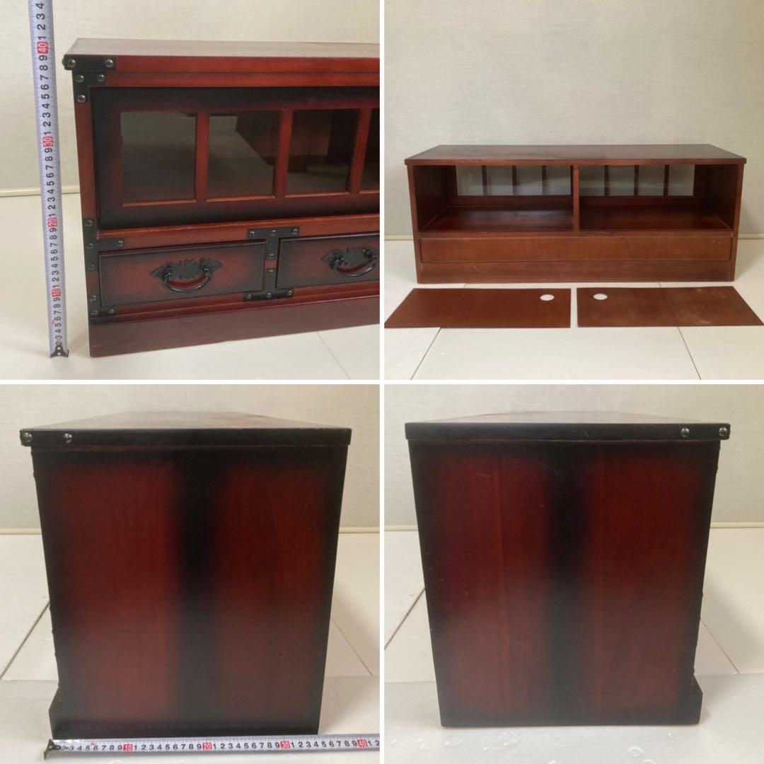 ローボード チェスト 引き出し テレビ台 飾り棚 箪笥 収納 木製 民芸調