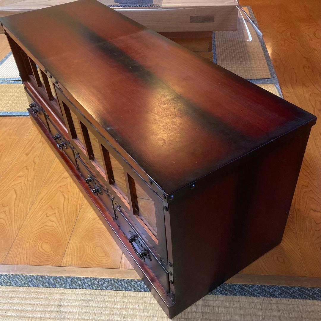 ローボード チェスト 引き出し テレビ台 飾り棚 箪笥 収納 木製 民芸調