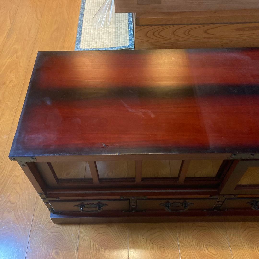 ローボード チェスト 引き出し テレビ台 飾り棚 箪笥 収納 木製 民芸調