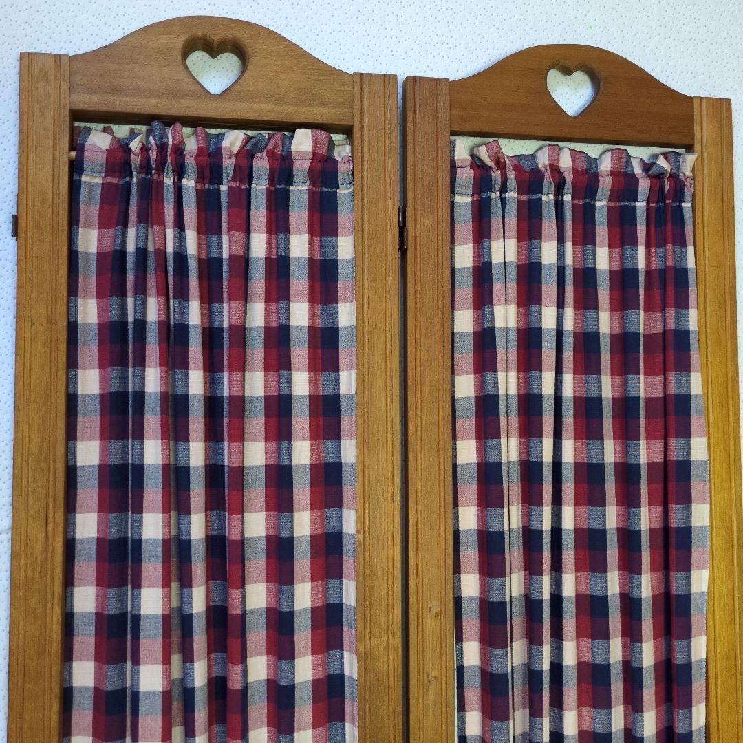 カントリー調　木製三つ折りパーテーション ハート　アメリカンカントリー