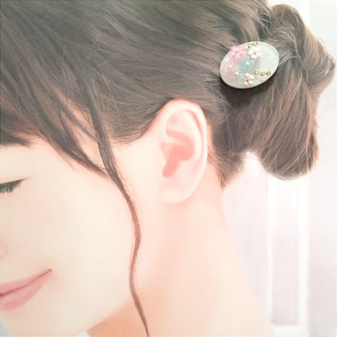 再販無し no.1766 レジン ヘアゴム ブローチ ポニーフック
