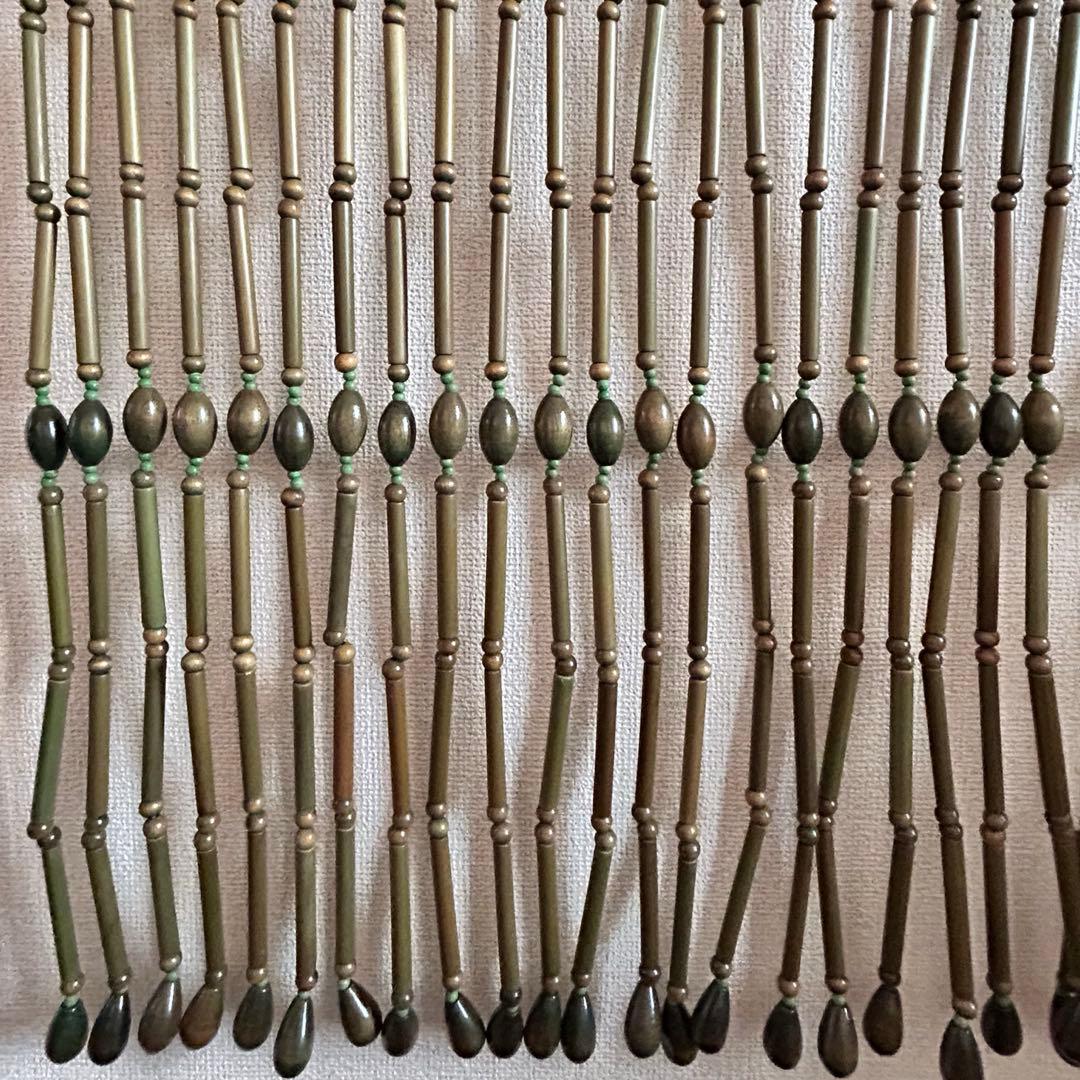 【未使用品】昭和レトロ　珠のれん　古民具　暖簾　木製　ヴィンテージ　グリーン