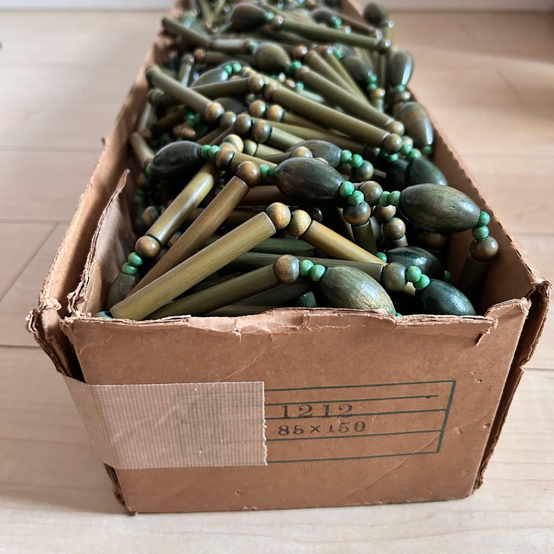 【未使用品】昭和レトロ　珠のれん　古民具　暖簾　木製　ヴィンテージ　グリーン