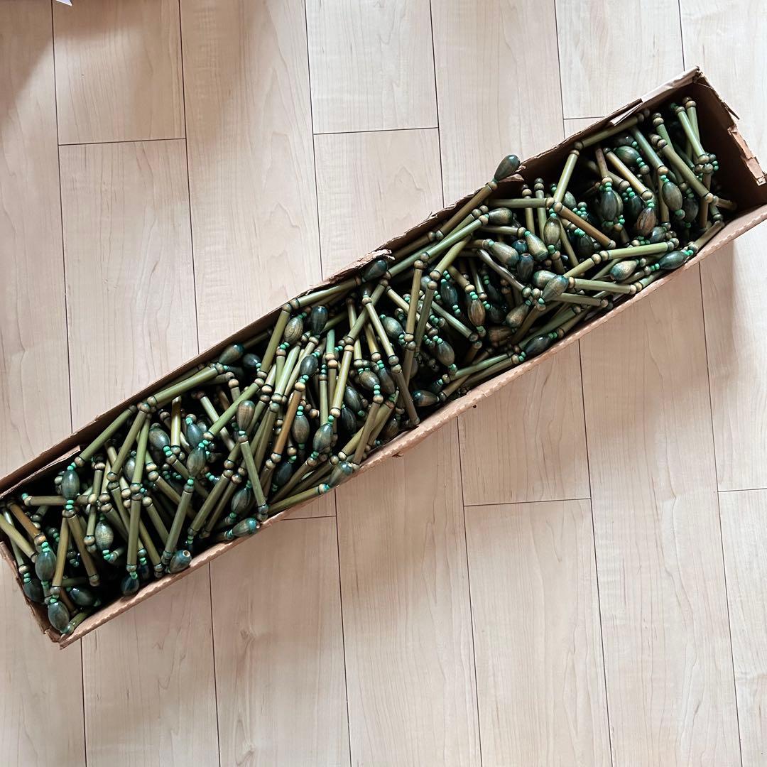 【未使用品】昭和レトロ　珠のれん　古民具　暖簾　木製　ヴィンテージ　グリーン