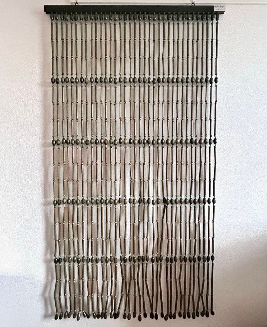 【未使用品】昭和レトロ　珠のれん　古民具　暖簾　木製　ヴィンテージ　グリーン