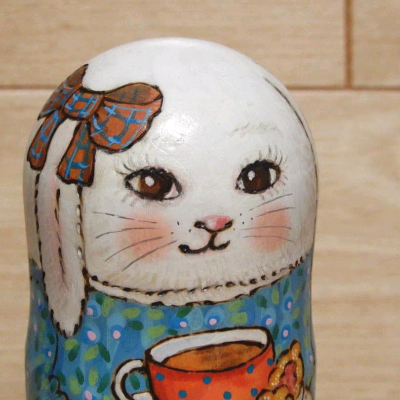ロシア雑貨 マトリョーシカ ～ うさぎのティータイム ～ マリア・バローニナ作