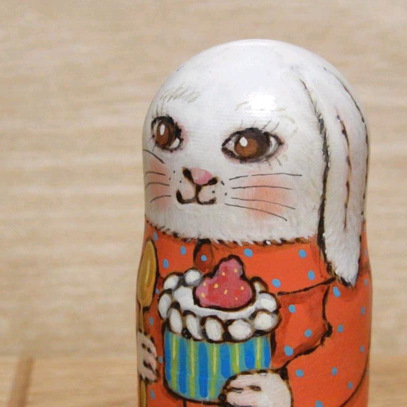 ロシア雑貨 マトリョーシカ ～ うさぎのティータイム ～ マリア・バローニナ作